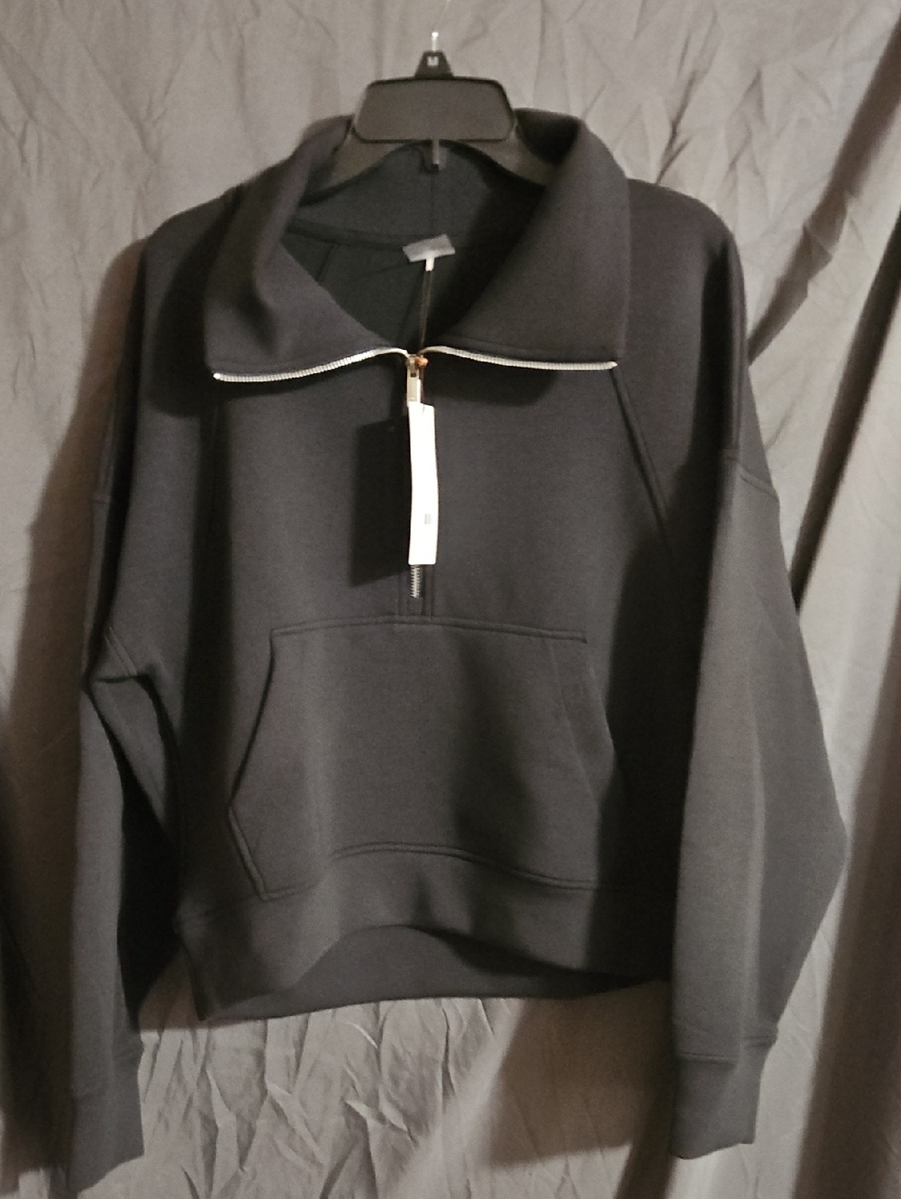 CALIA Women's Soft Scuba 1/4 Zip Pullover: PURE BLACK: NEW WITH TAGS: SIZE S